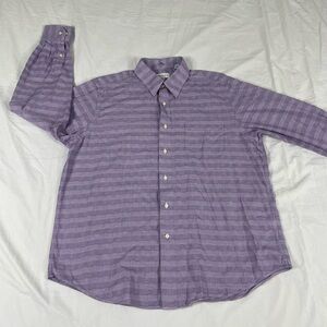 Tommy Bahama Mens Purple Plaid Long Sleeve Button Up Shirt 16.5